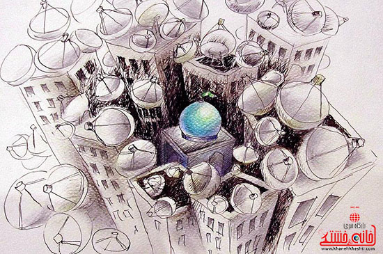 کاریکاتور-ماهواره-رفسنجان-خانه خشتی