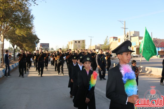 پرچم حرم امام حسین(ع) بر فراز گنبد مسجد صاحب الزمان (عج) هیئت کاظمیه رفسنجان (۶)