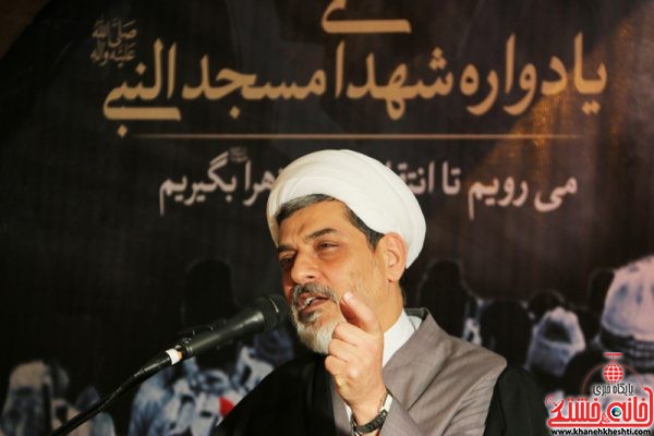 سخنرانی حجت الاسلام ناصر رفیعی در بیستمین یادواره ۳۳ شهید والامقام مسجدالنبی(ص) محله قطب آباد رفسنجان