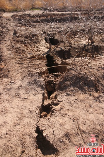 شکاف زمین بعد از بارندگی های اخیر در روستای ناصریه