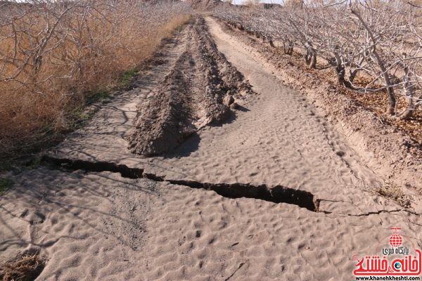 شکاف زمین بعد از بارندگی های اخیر در روستای ناصریه در کنار تلمبه موسوم به برادران 