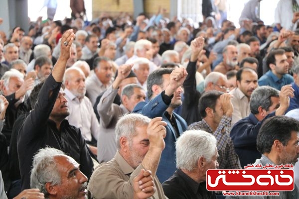 شرکت مردم روزه‌دار و همیشه در صحنه رفسنجان در مراسم راهپیمایی روز جهانی قدس و نماز شکوهمند جمعه 
