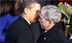 اوباما و بوش دو روح در یک بدن! + عکس