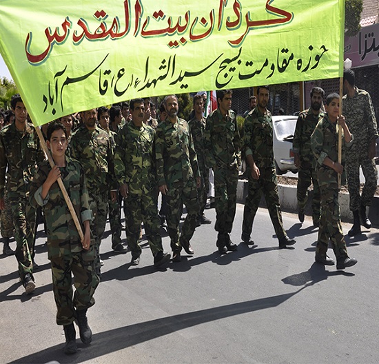 راهپیمایی گردان‎های بیت‎المقدس سپاه رفسنجان در حمایت از مردم غزه