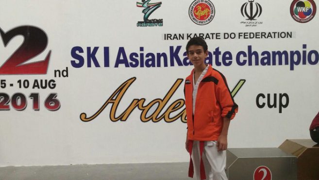 درخشش نوجوان رفسنجانی در مسابقات آسیایی کاراته