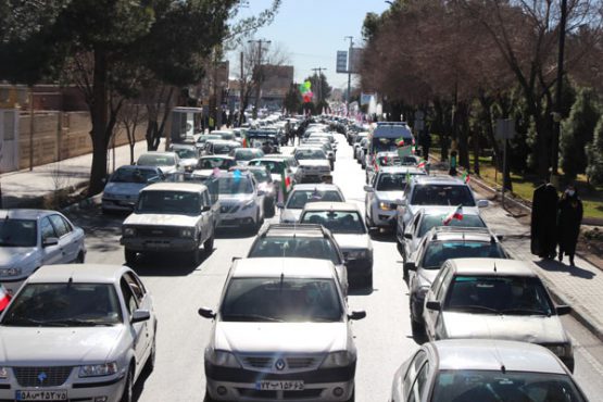 راهپیمایی خودرویی و موتوری ۲۲ بهمن در رفسنجان