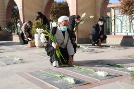 گلزار شهدای رفسنجان به مناسبت هفته دولت گلباران شد + عکس