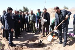 کاشت نهال توسط مسئولین رفسنجان به یاد رهبر شهید